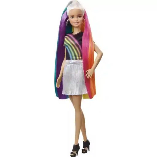 Mattel Barbie fodrász baba szivárványos, csillámos hajjal