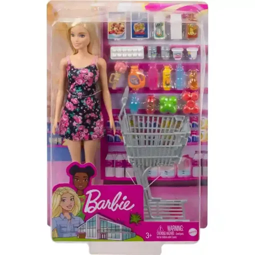 Mattel Barbie bevásárlás játékszett babával és bevásárlókocsival