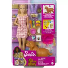 Mattel Barbie baba újszülött kiskutyákkal