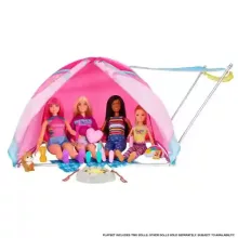 Mattel Barbie kempingezés babákkal és sátorral