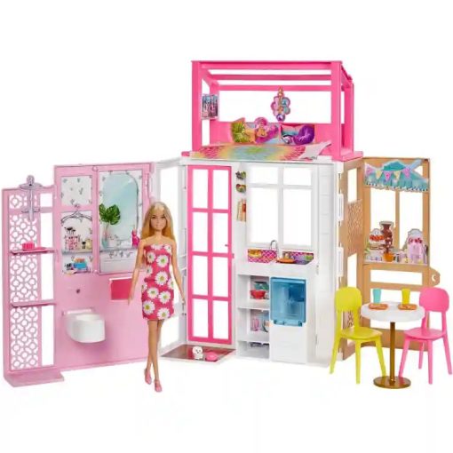 Mattel Barbie összecsukható emeletes babaház babával