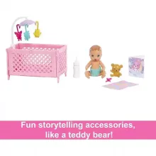 Mattel Barbie Skipper bébiszitter baba kisággyal