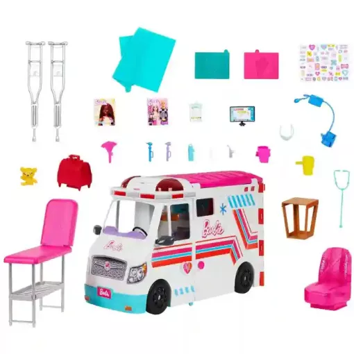 Mattel Barbie 2 az 1-ben mentőautó és kórház fénnyel és hanggal