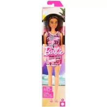 Mattel Barbie baba "Barbie" feliratos ruhában barna hajjal