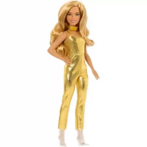 Mattel Barbie baba arany színű ruhában, Fashionistas