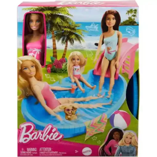 Mattel Barbie baba csúszdás medencével