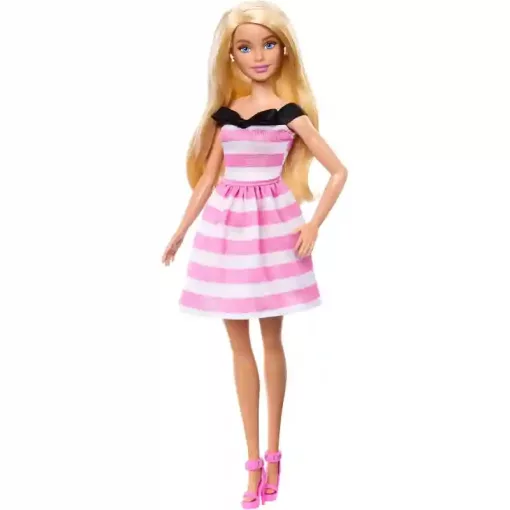 Mattel Barbie 65. évfordulós divatbaba csíkos ruhában