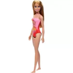   Mattel Barbie strandoló baba rózsaszín-piros fürdőruhában