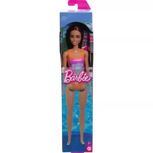 Mattel Barbie strandoló baba lila-narancssárga fürdőruhában
