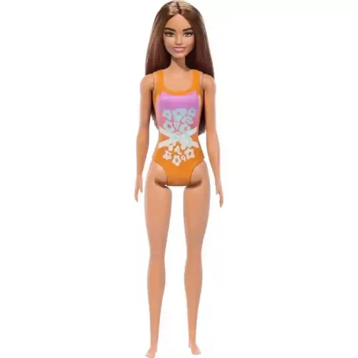 Mattel Barbie strandoló baba lila-narancssárga fürdőruhában
