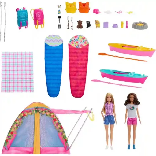Mattel Barbie kempingezés babákkal, sátorral és csónakokkal