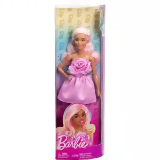 Mattel Barbie Fashionistas baba rózsás ruhában és rózsaszín hajjal