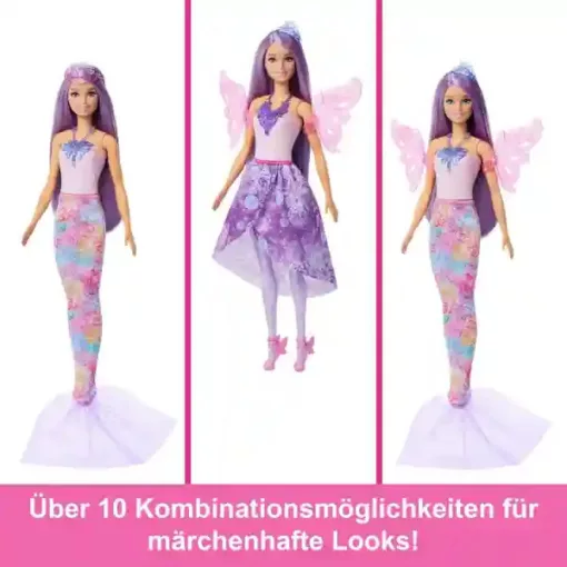 Mattel Barbie 3 az 1-ben átváltozó baba (sellő, hercegnő, tündér)