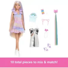 Mattel Barbie Fun & Fancy fodrászos szőke baba extra hosszú hajjal