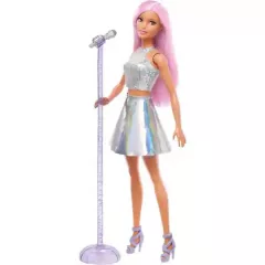   Mattel Barbie popsztár baba mikrofonnal és rózsaszín hajjal
