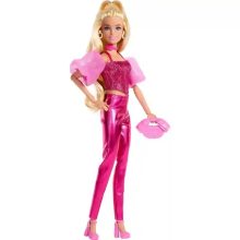 Mattel Barbie Deluxe Style baba pink fényes ruhában