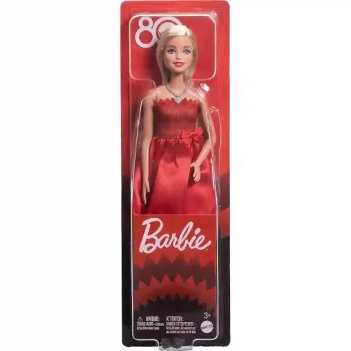 Mattel Barbie 80. évfordulós baba piros ruhában