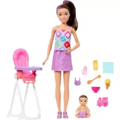   Mattel Barbie Skipper bébiszitter baba etetőszékkel és kisbabával