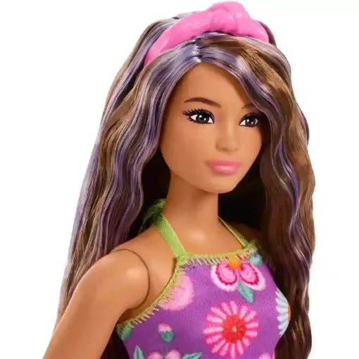 Mattel Barbie Fashionistas baba virágmintás lila ruhában