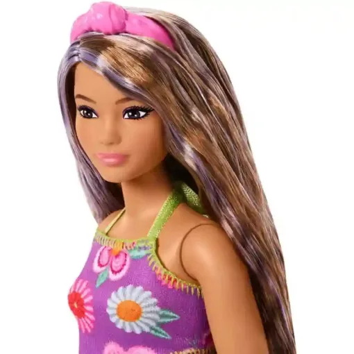 Mattel Barbie Fashionistas baba virágmintás lila ruhában