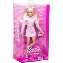Mattel Barbie Deluxe Style baba csíkos mintás rózsaszín farmerruhában