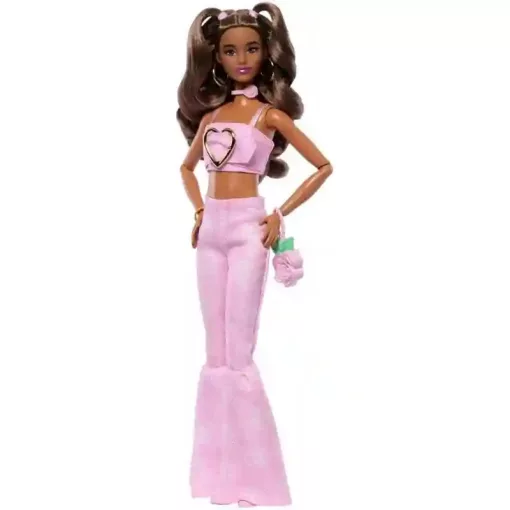 Mattel Barbie Deluxe Style baba rózsa mintás rózsaszín ruhában