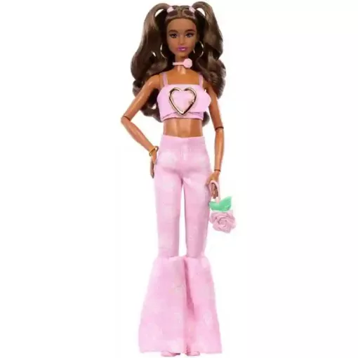 Mattel Barbie Deluxe Style baba rózsa mintás rózsaszín ruhában