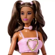 Mattel Barbie Deluxe Style baba rózsa mintás rózsaszín ruhában