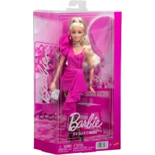 Mattel Barbie Deluxe Style baba elegáns rózsaszín ruhában