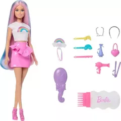   Mattel Barbie baba szivárványos hajú fodrász baba kiegészítőkkel