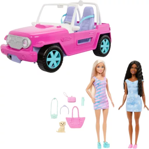 Mattel Barbie rózsaszín terepjáró babákkal