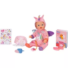 Zapf Creation Baby Born Lena 7 funkciós interaktív játékbaba unikornis ruhában 36cm
