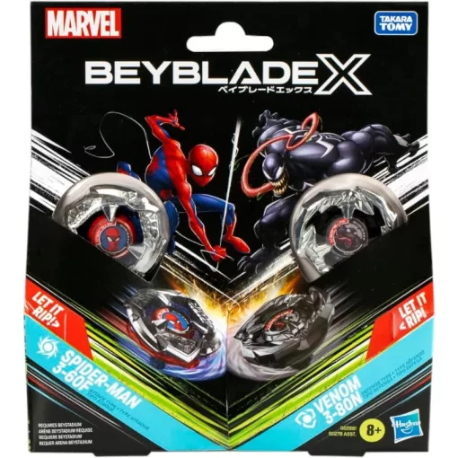 Hasbro Beyblade X Marvel Pókember 3-60F vs. Venom 3-80N pörgettyű készlet kilövővel