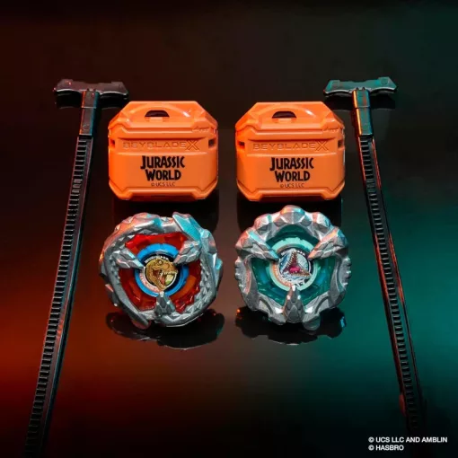 Hasbro Beyblade X Jurassic World T-Rex vs. Mosasaurus pörgettyű készlet kilövővel
