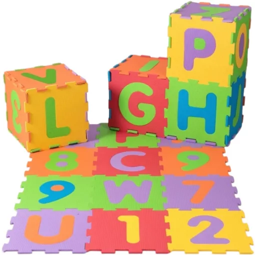 Big Steps 36 darabos számos és betűs habszivacs puzzle játszószőnyeg cipzáros táskában