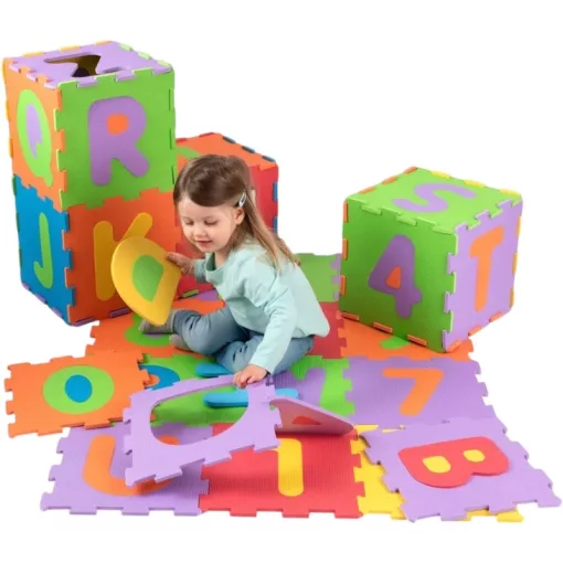 Big Steps 36 darabos számos és betűs habszivacs puzzle játszószőnyeg cipzáros táskában
