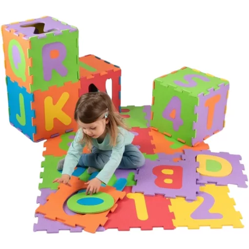 Big Steps 36 darabos számos és betűs habszivacs puzzle játszószőnyeg cipzáros táskában