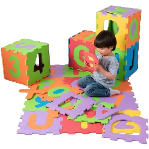 Big Steps 36 darabos számos és betűs habszivacs puzzle játszószőnyeg cipzáros táskában