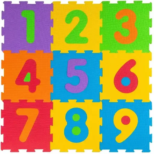 Big Steps 9 darabos számozott habszivacs puzzle játszószőnyeg cipzáros táskában