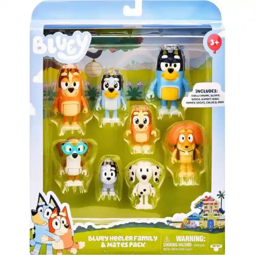 Bluey - Bluey családja és barátai 8db-os figuraszett