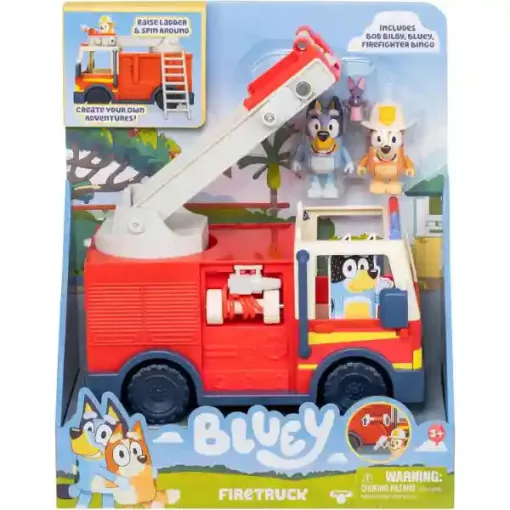 Bluey - Tűzoltóautó Bluey és Bingo figurákkal