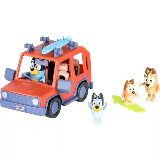 Bluey - Családi autó Bluey, Bingo, Csibész és Szimat figurákkal