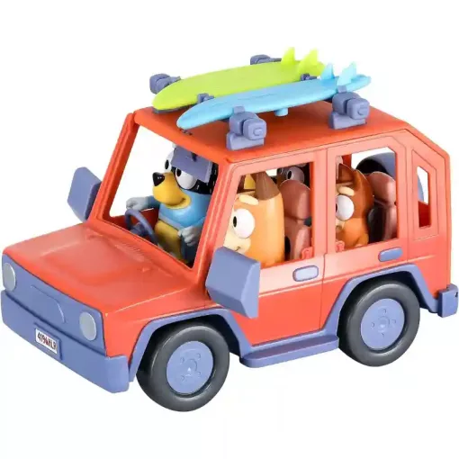 Bluey - Családi autó Bluey, Bingo, Csibész és Szimat figurákkal