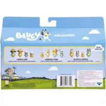 Bluey - Bluey, Bingo, Kloé és Mázli figurák halloween jelmezekben