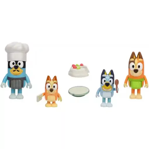 Bluey - Cukrászda 4db-os figuraszett, Bluey, Bingo, Csibész, Szimat