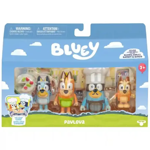 Bluey - Cukrászda 4db-os figuraszett, Bluey, Bingo, Csibész, Szimat