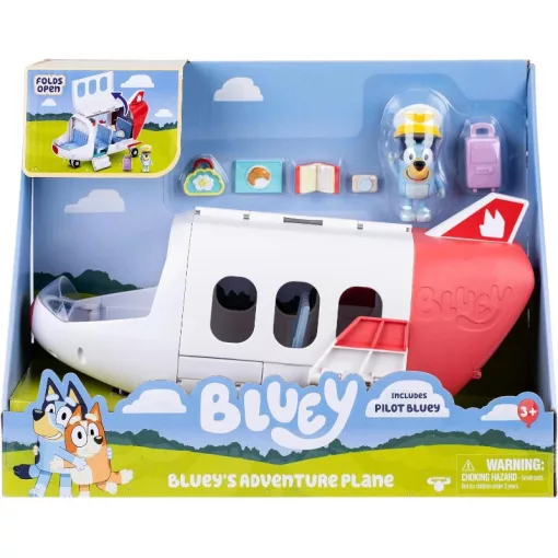 Bluey - Repülőgép Bluey pilóta figurával és kiegészítőkkel