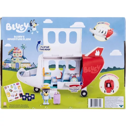 Bluey - Repülőgép Bluey pilóta figurával és kiegészítőkkel