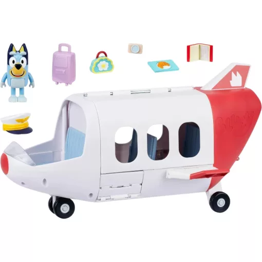 Bluey - Repülőgép Bluey pilóta figurával és kiegészítőkkel