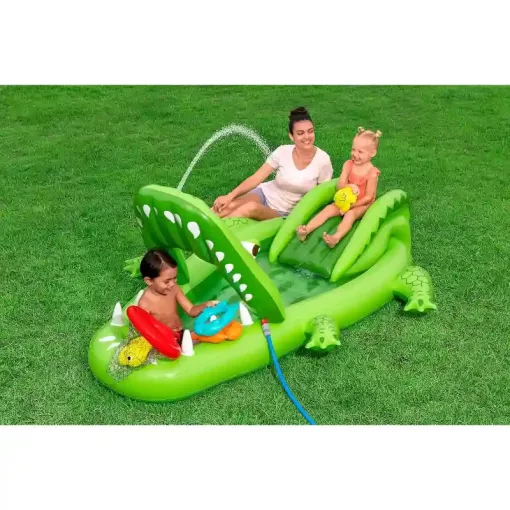 Bestway felfújható aligátoros medence játszótér 234 x 163 x 87 cm